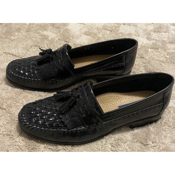 Giorgio Brutini Tassel Slip On Loafers Size 12 Dress Shoes Woven Black Bartell - Picture 2 of 10